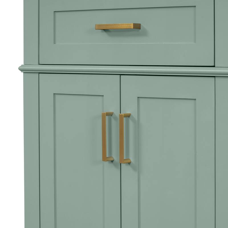 GDFStudio - Elysia Wood & Ceramic 36" Bathroom Vanity with Sink, Soft-Close Doors & 4 Drawers