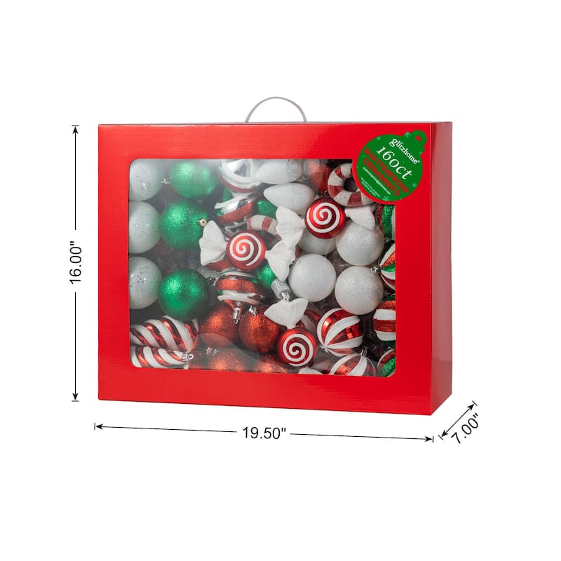 Glitzhome 160ct Christmas Deluxe 29-Finish Boxed Ball Shatterproof Ornaments