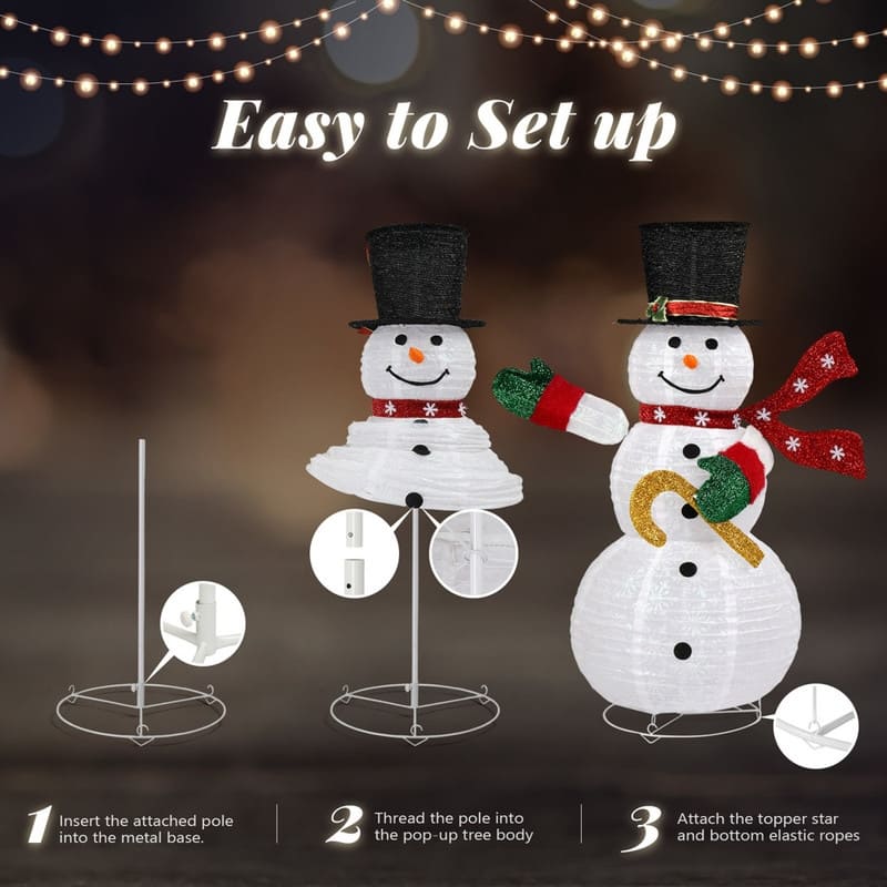 4ft Lighted Pop-Up Snowman - White