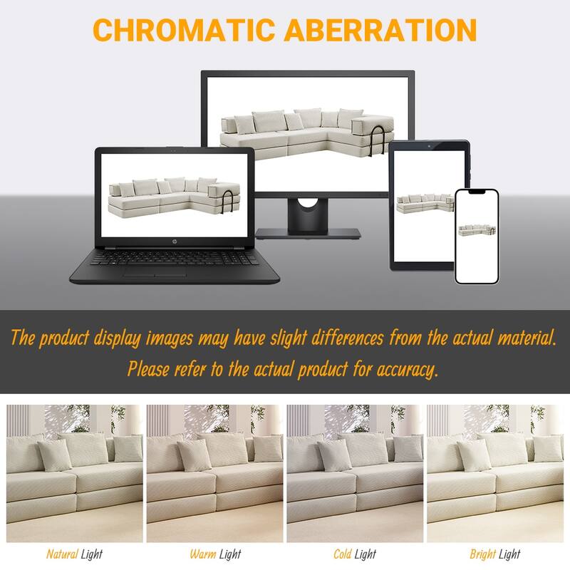 118.2" Oversized Modular Foldable Floor Sofa Couch, Corduroy Upholstered Convertible Sectional Sofa Bed w/ Pillows for Apartment