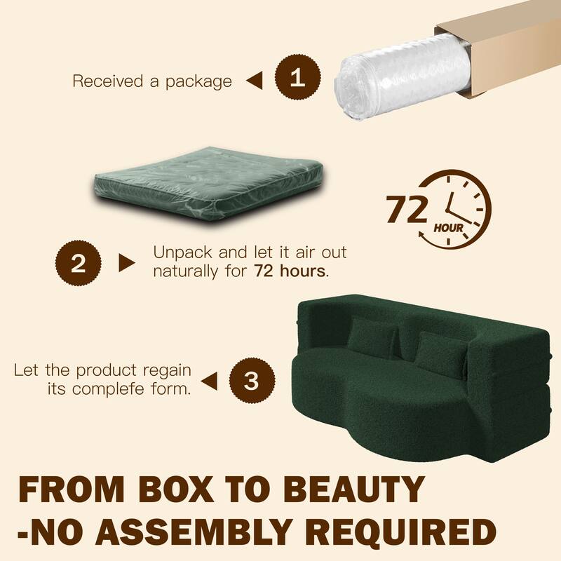 Modern 78.7" Floor Sofa With 2 Pillows For Small Pace Living Room, Convertible Sleeper Sofa Bed