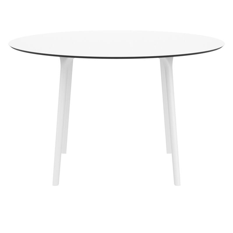47.5" White Patio Outdoor Round Dining Table