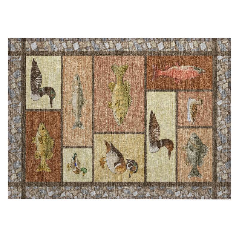 Machine Washable Indoor/ Outdoor Cabin Lodge Chantille Rug