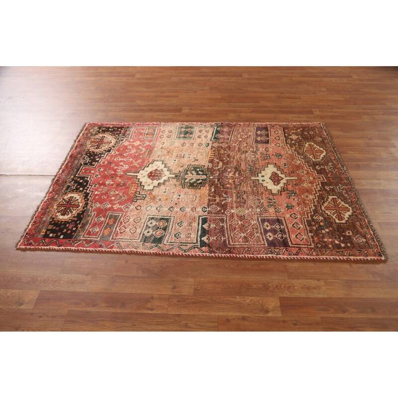 Qashqai Persian Vintage Area Rug Handmade Tribal Wool Carpet - 3'9"x 5'7"