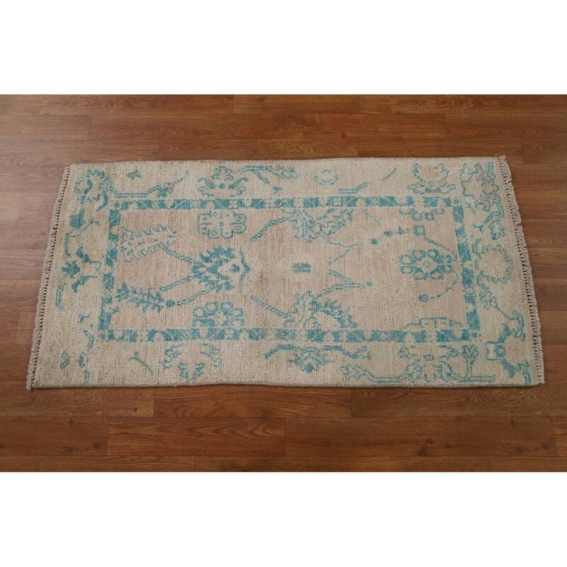 Muted Traditional Oushak Turkish Oriental Wool Rug Hand-knotted Carpet - 2'0" x 3'10"