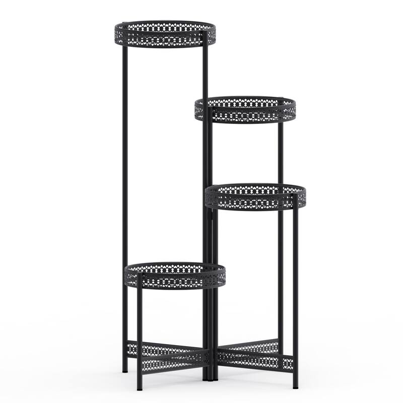 4 Potted Metal Plant Stand Foldable Planter Flower Holder