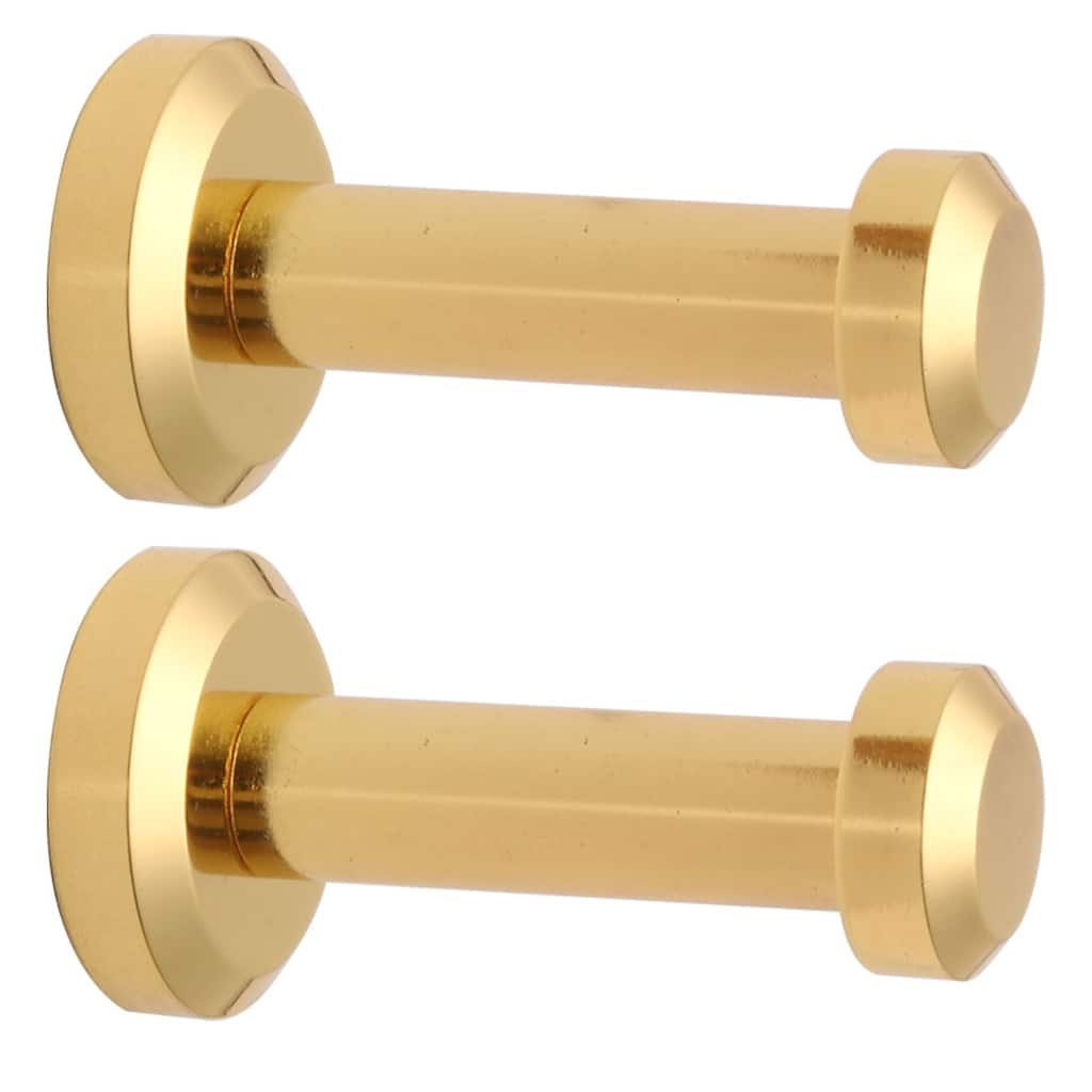 2pcs Wall Hooks Copper 46mm Hook Coat Towel DIY Hanger w Screws - Gold Tone - 0.94" x 0.59" x 1.8"(Bottom D* Top D*H)