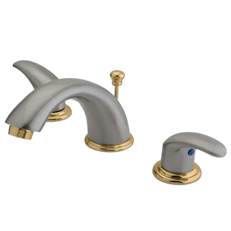Legacy Deck Mount Widespread Bathroom Faucet - Brushed Nickel/Polished Brass