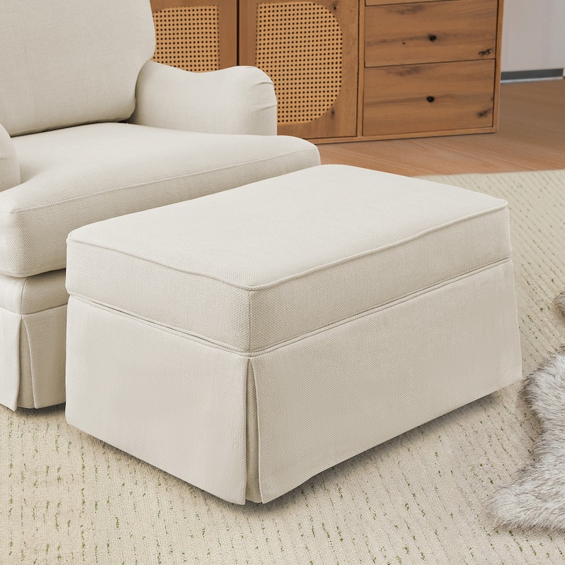 LUE BONA Swivel Fabric Single Sofa with a Removable Storage Ottoman, Living Room Accent Chair Set with Ottoman