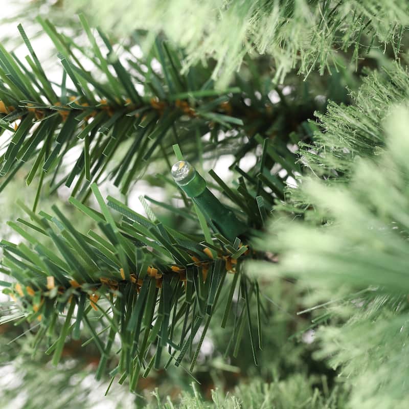 Glitzhome 5ft/6ft/7ft Pre-Lit Green Pine Christmas Potted Porch Tree with LED Lights and Remote Control