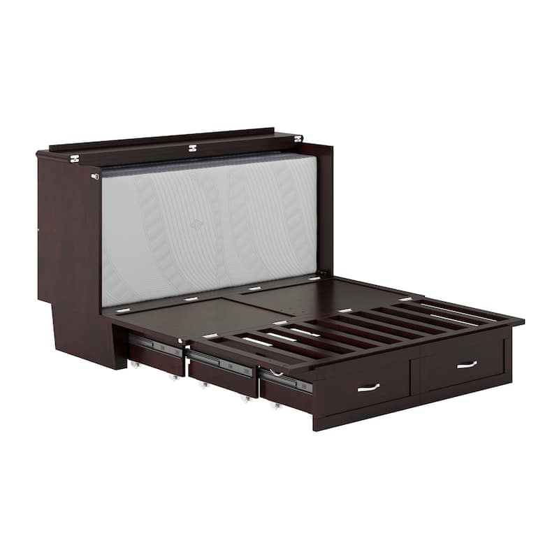 Monroe Queen Murphy Bed Chest with Mattress and Built-In Charger