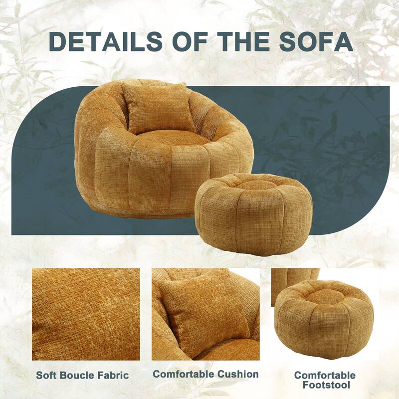 HOMEFUN Comfortable Beanbag sofa, with memory foam filler, can rotate super large round sofa