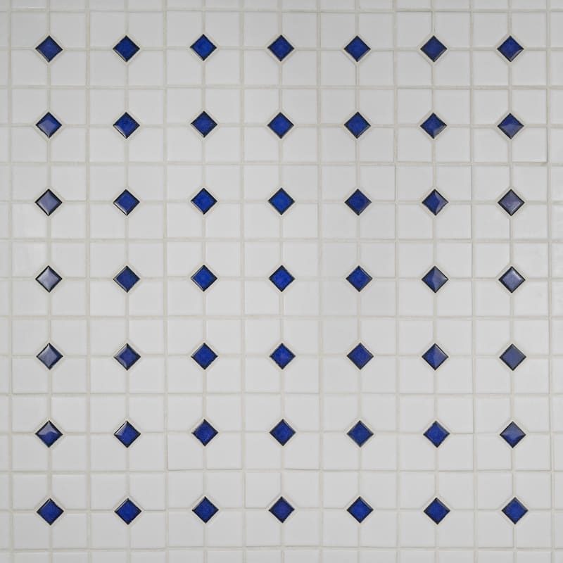 Merola Tile Oxford Matte White w/ Cobalt Dot 11-3/8" x 11-3/8" Porcelain Floor and Wall Tile