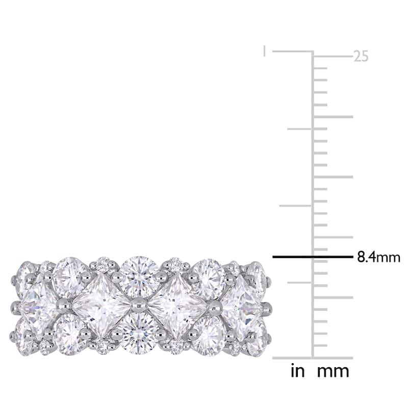 Miadora 3 1/10ct DEW Princess-cut Moissanite & 1/10ct TDW Diamond Anniversary Band in 10k White Gold