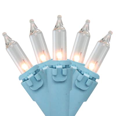 50-Count Clear Mini Christmas Light Set - Green Wire