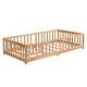 preview thumbnail 3 of 6, Natural Full Size Wood Floor Bed with Door & Fence