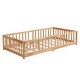preview thumbnail 2 of 6, Natural Twin Size Wood Floor Bed with Door & Fence