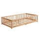 preview thumbnail 2 of 6, Natural Twin Size Wood Floor Bed with Door and Fence, Suitable for Children, Boys, Girls and Bedroom