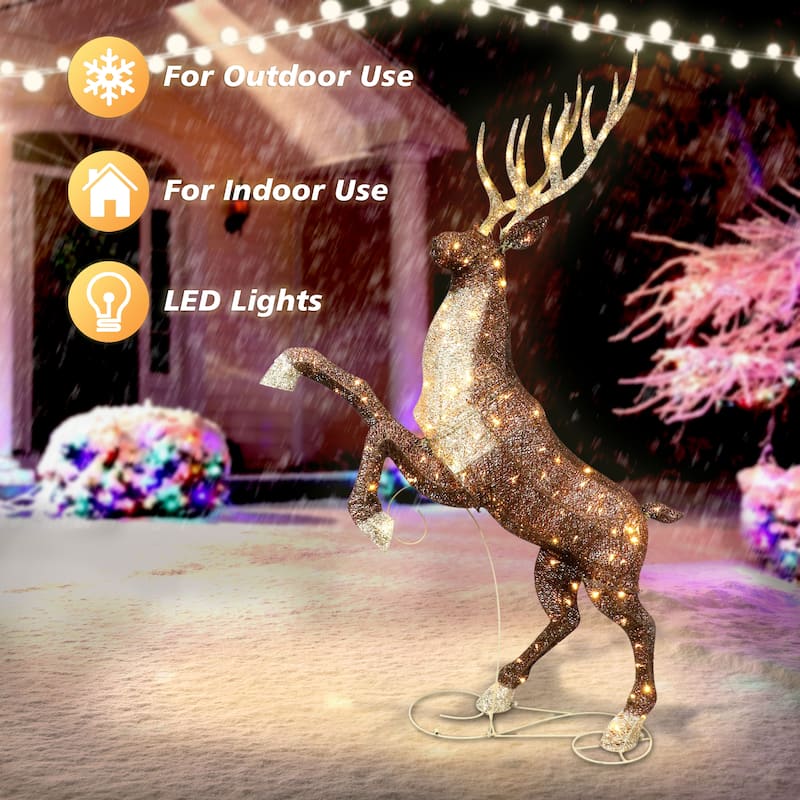 Puleo International 72" Pre-Lit Outdoor Elk with 160 Warm White Twinkling LED Lights