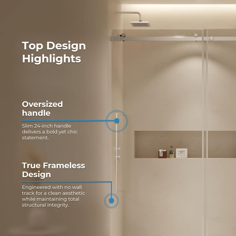 Selby Frameless Sliding Clear Alcove Shower Door