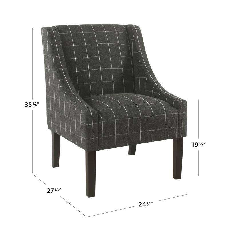 HomePop Modern Swoop Arm Accent Chair - Black Windowpane