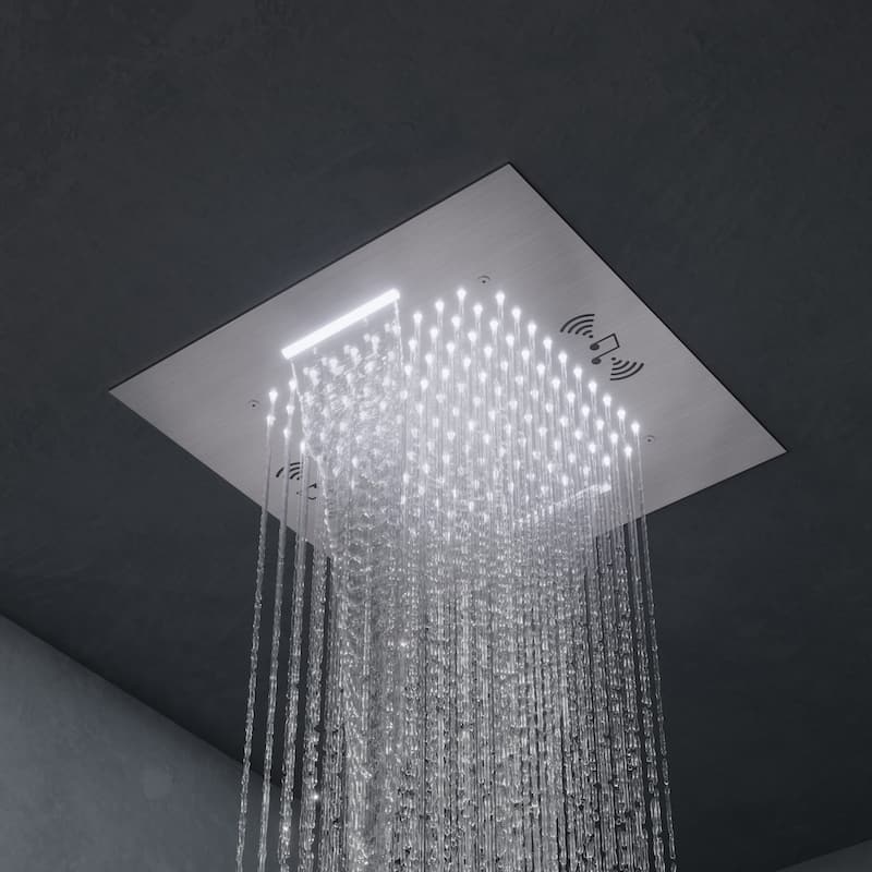 GRANDJOY LED Music Shower System 20"& 10" Dual Shower Heads with Handheld Shower