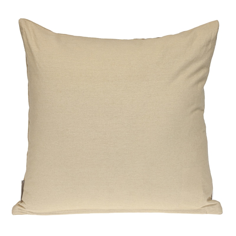 HomeRoots 20" Beige and Gold Striped Cotton Blend Throw Pillow