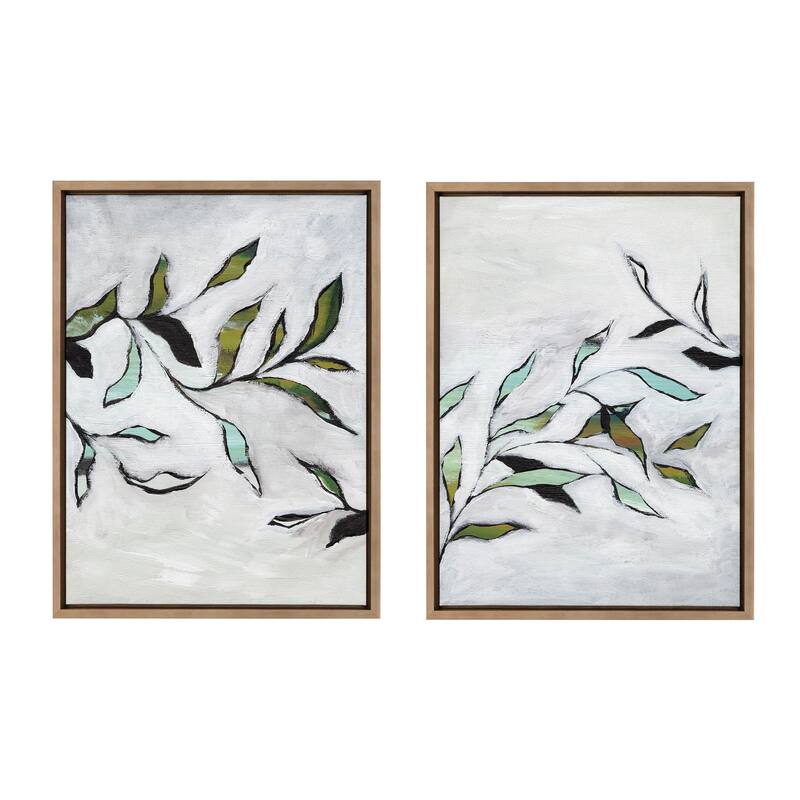 Kate and Laurel Sylvie Branch I II Framed Canvas by Nikita Jariwala