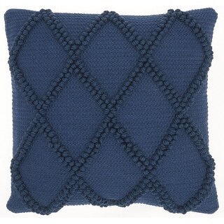 Navy Blue Textured Lattice Throw Pillow