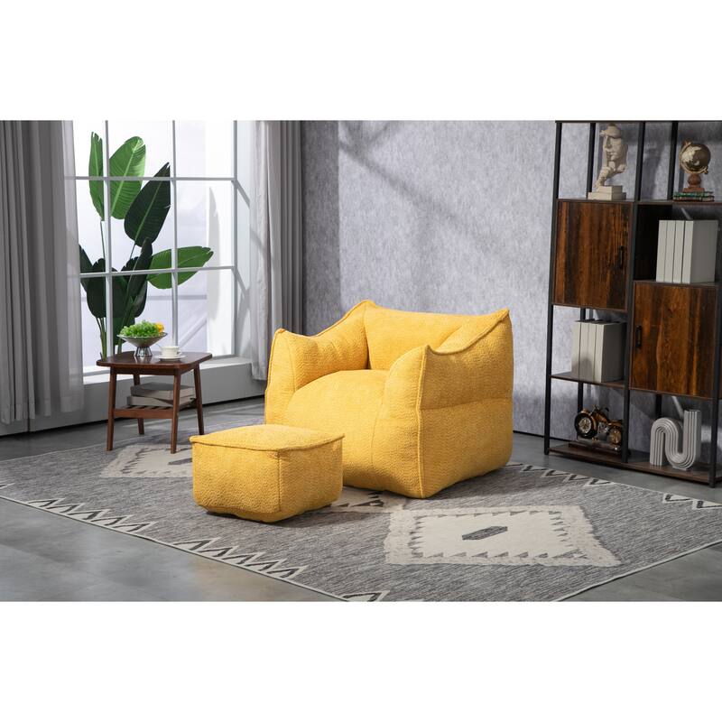 GDFStudio - COOLMORE Boucle Bean Bag Chair with Memory Foam Filling for Ultimate Comfort