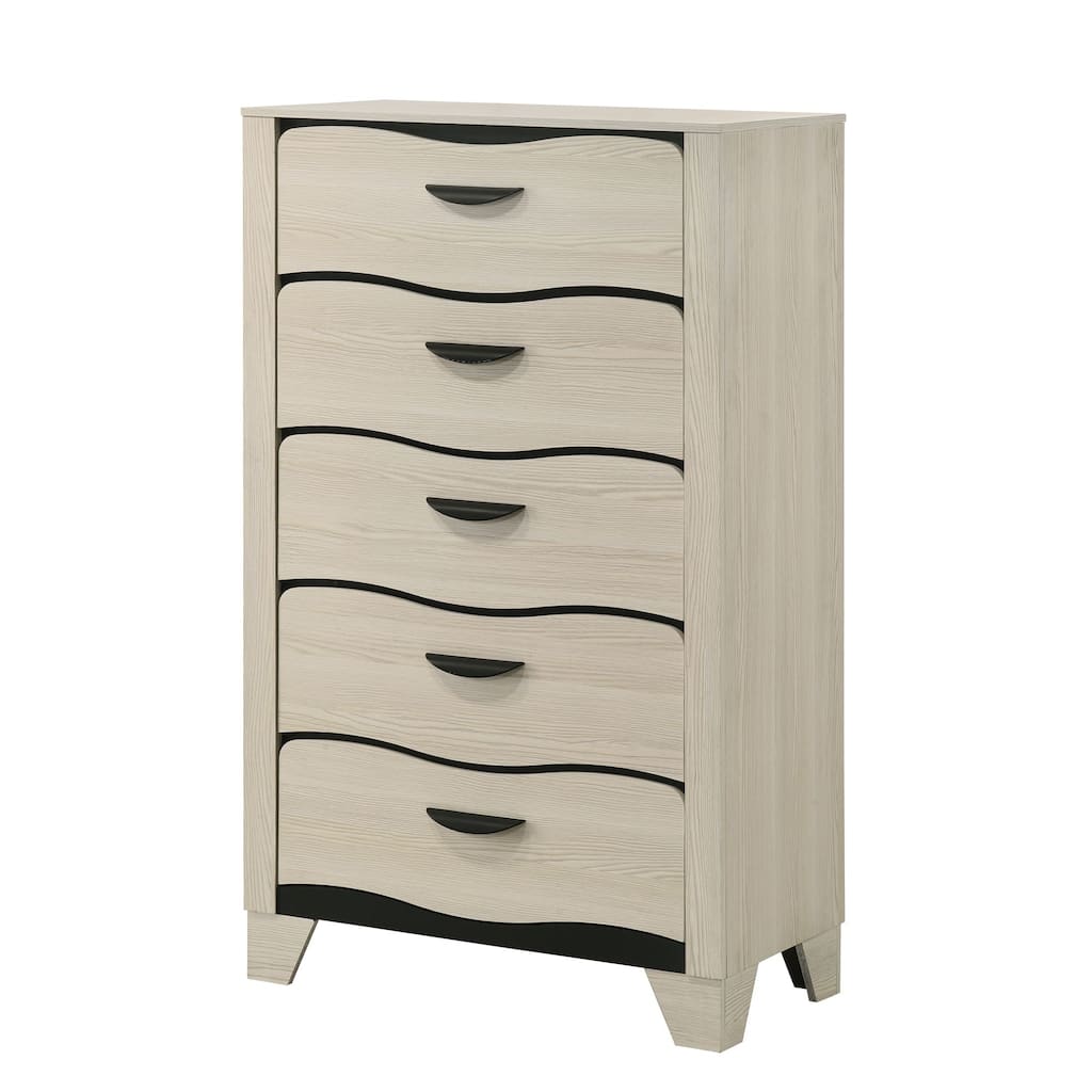 Brielle White/Dark Brown Engineered Wood 5-Drawer Chest