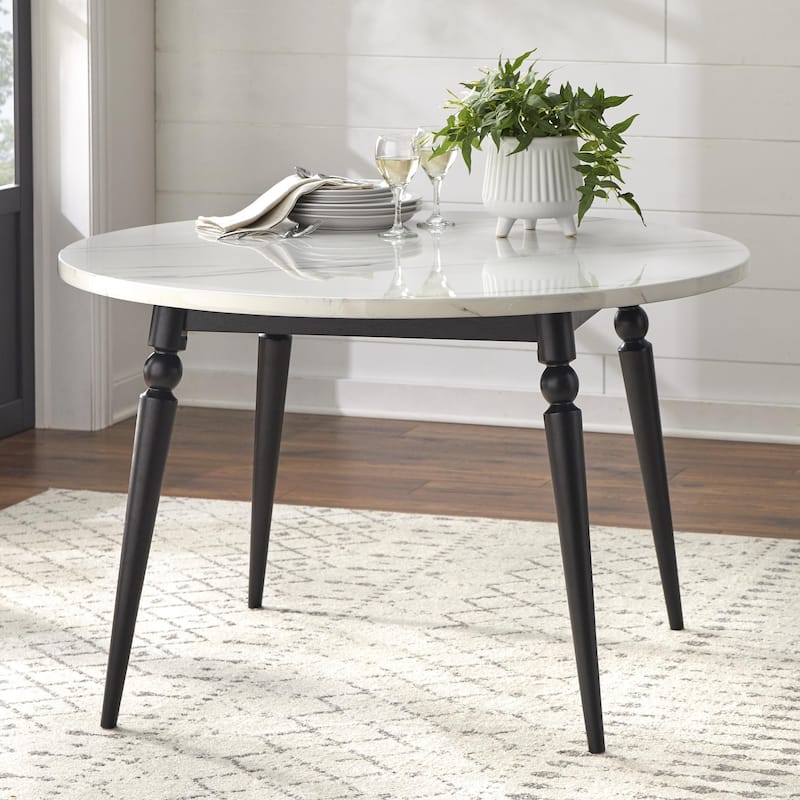 Lifestorey Bertona Faux Marble Dining Table - White/Black