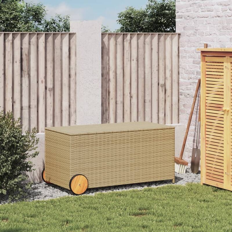 vidaXL Patio Storage Box Poly Rattan 70.9"x35.4"x27.6" Gray