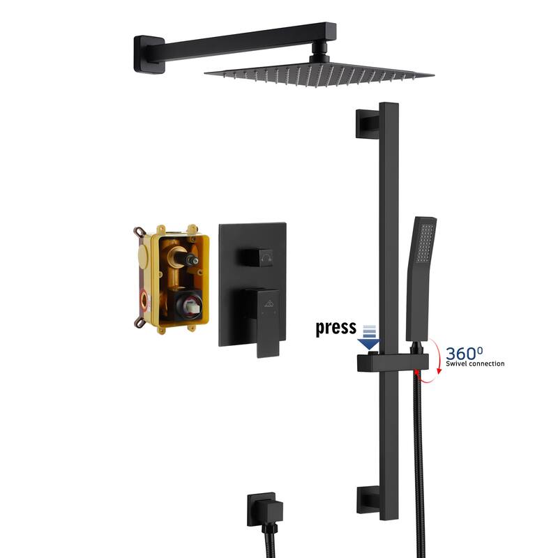 10" Wall Mounted Dual Shower Heads 2 Function Shower System With Sliding Rod Shower Hand