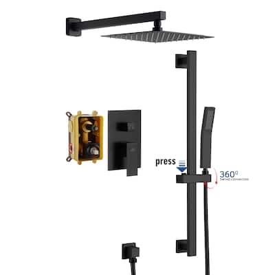 10" Wall Mounted Dual Shower Heads 2 Function Shower System With Sliding Rod Shower Hand