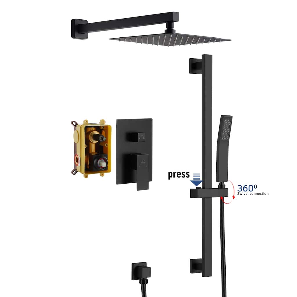 2 Function 10- Wall Mounted Dual Shower Heads Shower System With Sliding Rod Shower Hand