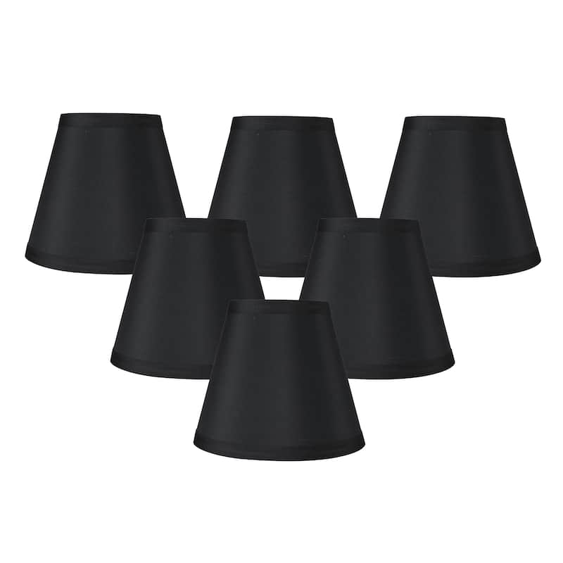 Meriville Faux Silk Clip On Chandelier Lamp Shades, 3.5-inch by 6-inch by 5-inch - Set of 6 - Black