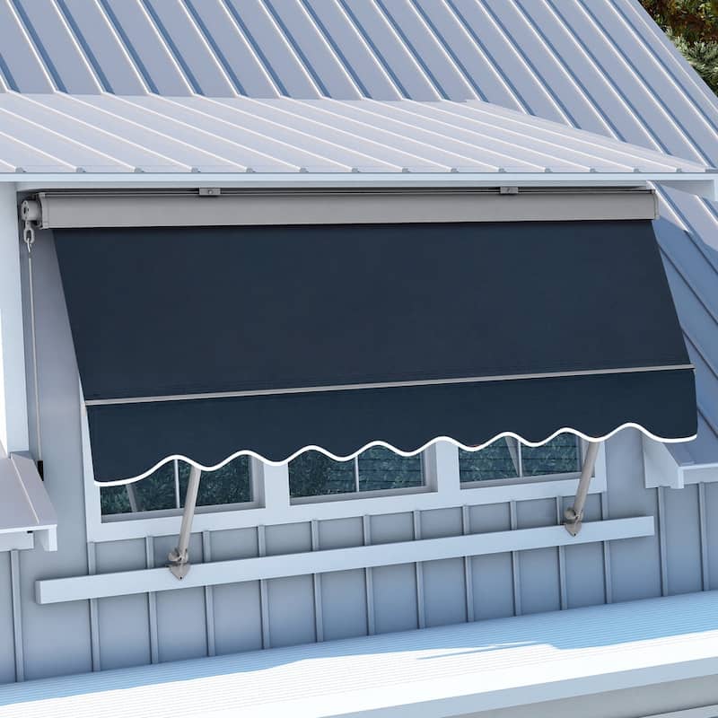 MCombo Patio Window Awnings 5'x8', Fully Assembled Manual Retractable Sunshade Canopy for Windows, 4137