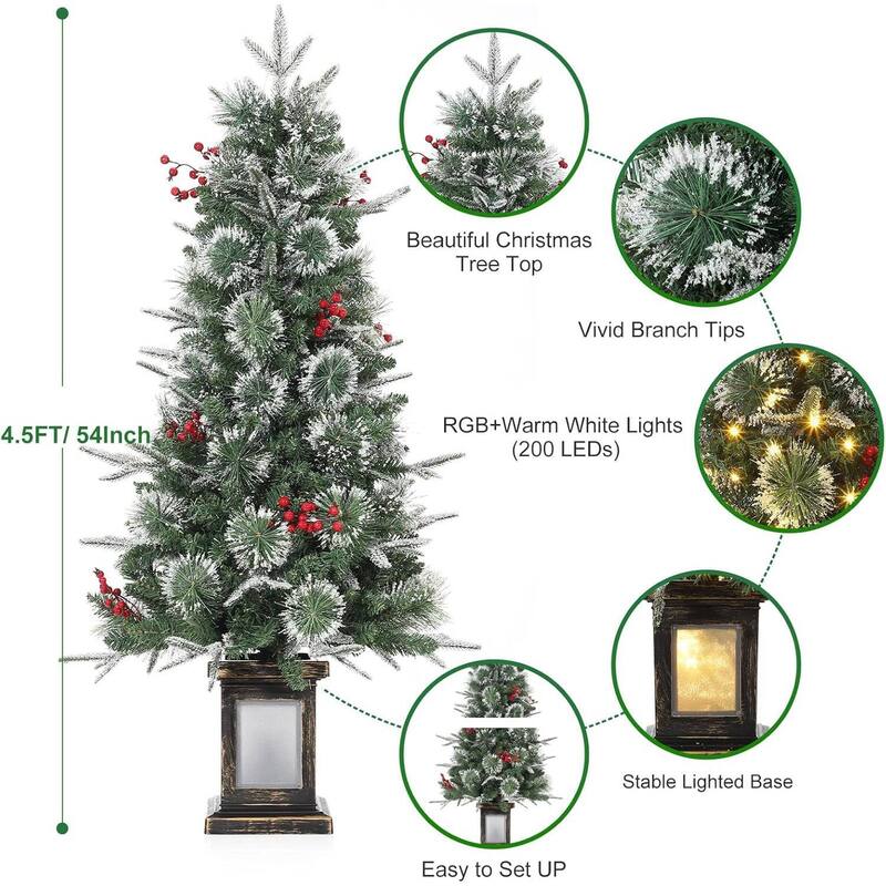 4.5 Foot Christmas Tree with Snowflake Berries for Living Room, Office