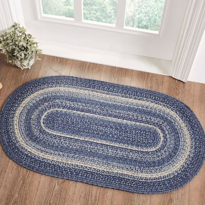 Great Falls Blue Jute Rug Oval w/ Pad 27x48 - 27" x 48" Oval