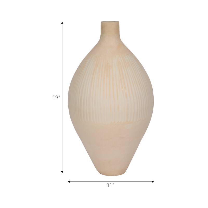 Glass Small Modern Textured Ribbed Vase - Ivory