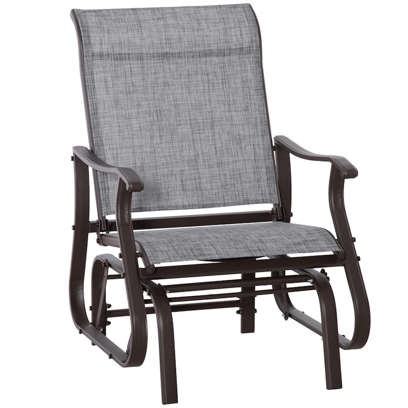 Outdoor Patio Glider Chair with Breathable Mesh Seat and Powder Coated Steel Frame for Garden and Porch