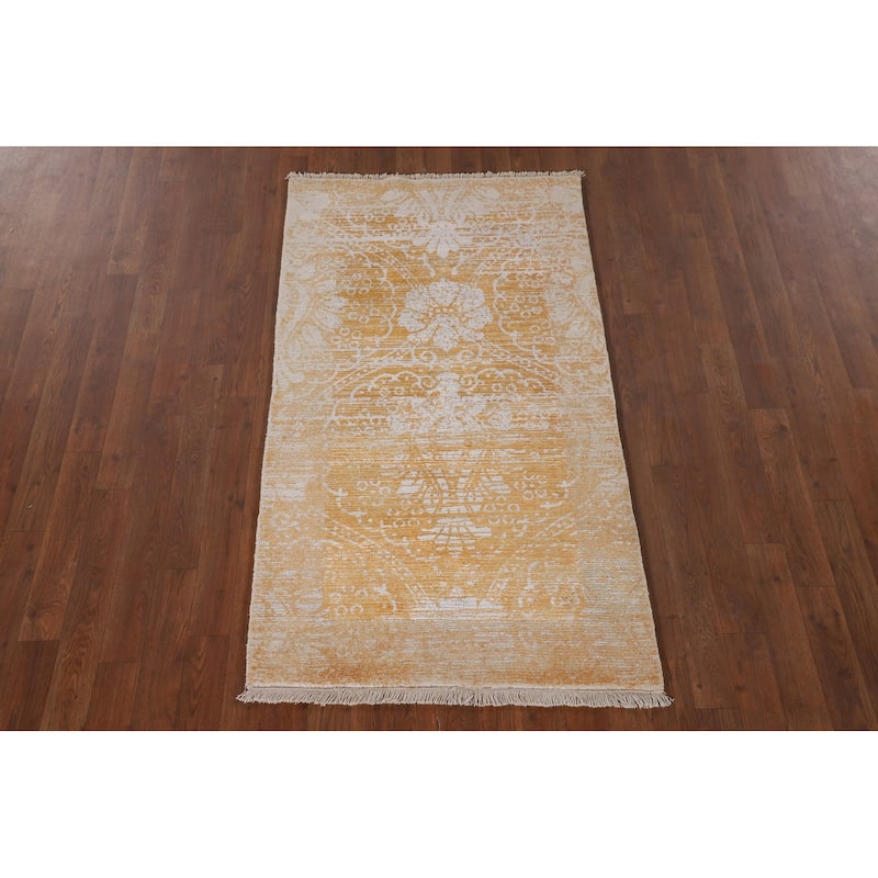 Gold Modern Abstract Accent Rug Handmade Wool Carpet - 2'8"x 4'9"