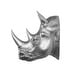 preview thumbnail 3 of 3, Rhino Head Wall Mount Art Silver Color