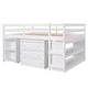 preview thumbnail 4 of 43, Low Study Full Size Wooden Loft Bed with Cabinet and Rolling Portable Desk - Functional Design