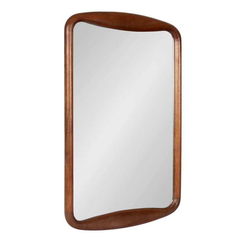 Kate and Laurel Hera Radius Rectangle Wood Mirror - 24x36 - 24x36 - Walnut Brown