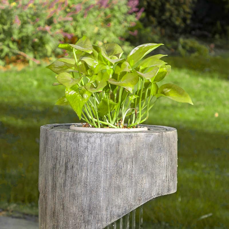 Glitzhome 40"H Modern Minimalist Spiral Oversized LED Polyresin Fountain with Planter