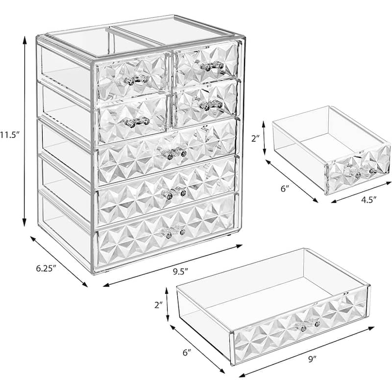 Sorbus Cosmetics and Jewelry Big Storage Case Display - Stylish Vanity, Bathroom Case (3 Large, 4 Small Drawers)