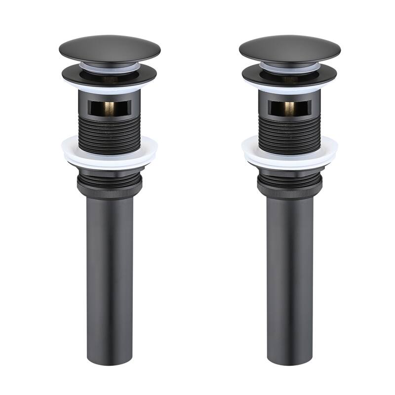 2 Pcs Bathroom Sink Drain With Overflow,Vessel Sink Lavatory Vanity Pop Up Drain Stopper,304 Stainless Steel - Matte Black
