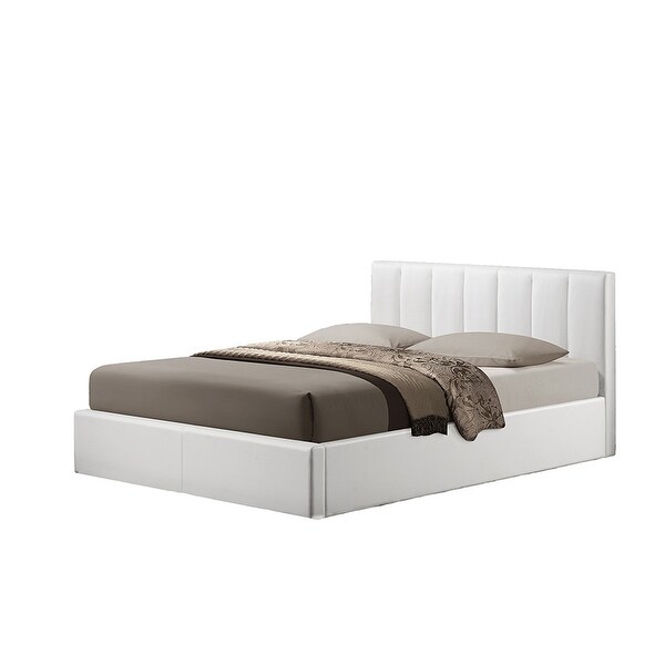 Templemore White Faux Leather Bed W Vertical Line Tufted Templemore White Faux Leather Bed W Vertical Line Tufted Headboard Queen